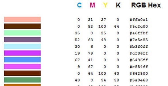 Color Codes Matching Chart HTML