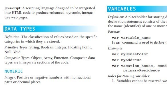 JavaScript Reference Card